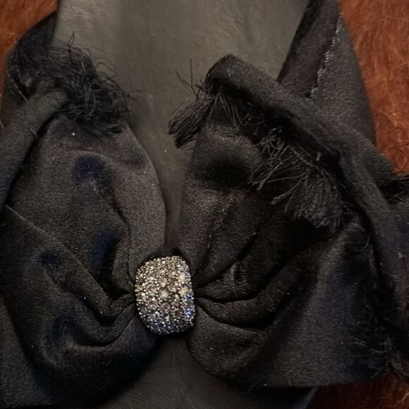 PEDRO GARCIA Sandal GARIELA BLACK SATIN BOW Slide Crystal  Size 39.5 / 9.5 - Picture 7 of 10